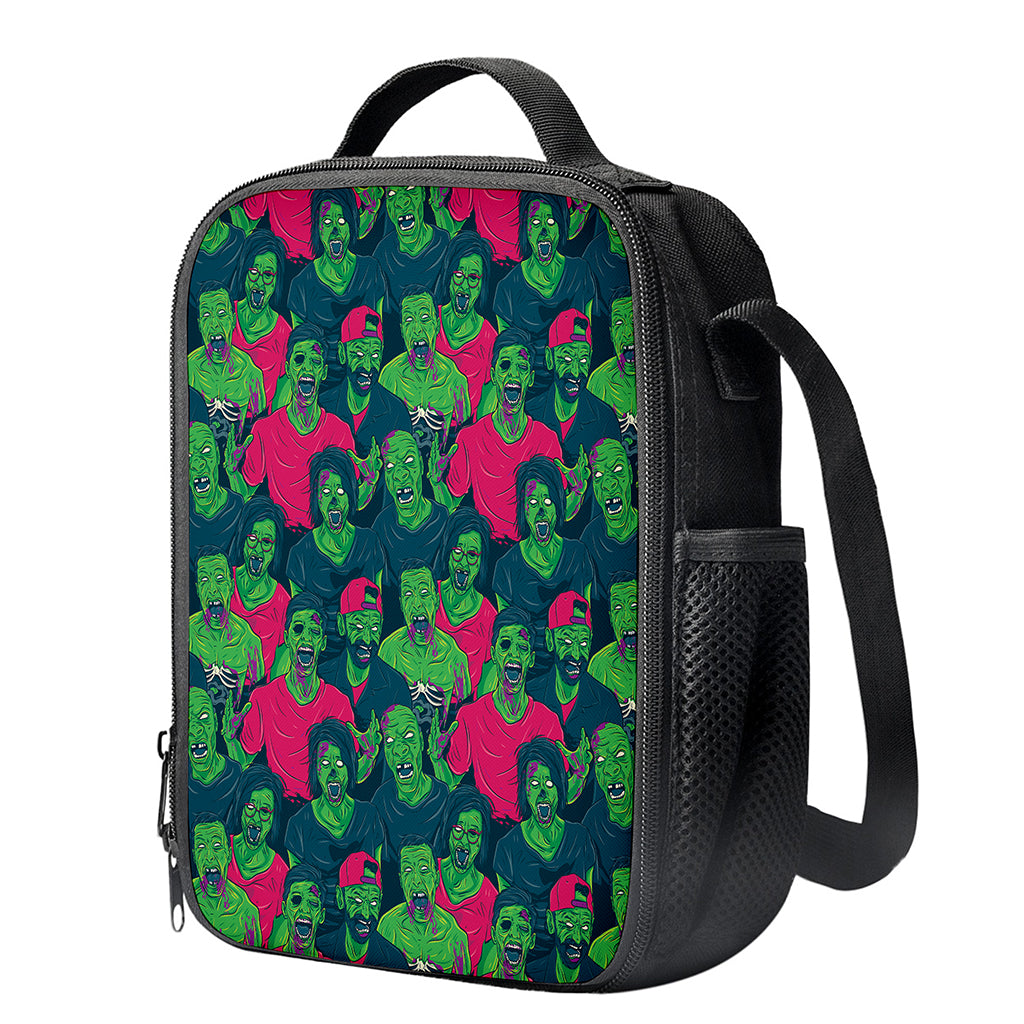 Green Walking Zombie Print Crossbody Lunch Bag