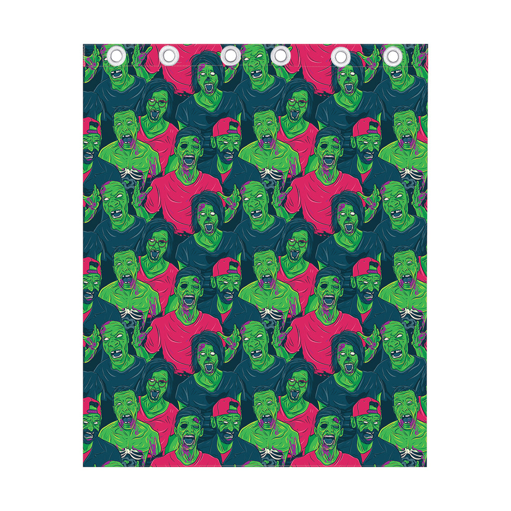 Green Walking Zombie Print Curtain