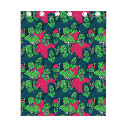 Green Walking Zombie Print Curtain