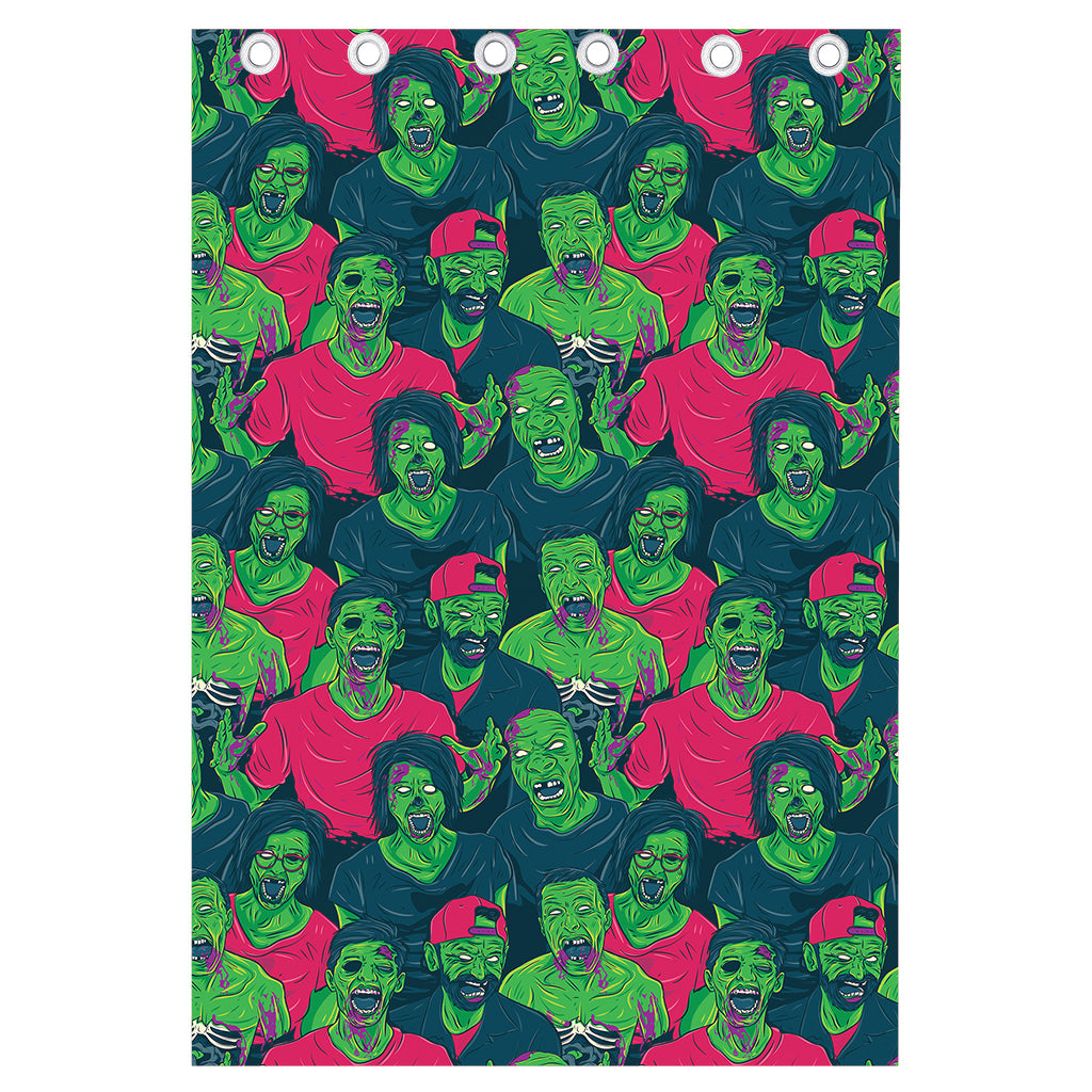 Green Walking Zombie Print Curtain