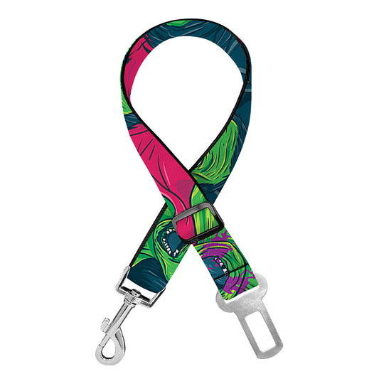 Green Walking Zombie Print Dog Seat Belt