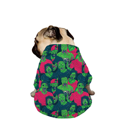 Green Walking Zombie Print Dog Zip Up Jacket