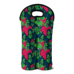 Green Walking Zombie Print Double Neoprene Wine Tote