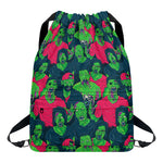 Green Walking Zombie Print Drawstring Backpack