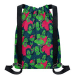Green Walking Zombie Print Drawstring Backpack