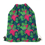 Green Walking Zombie Print Drawstring Bag