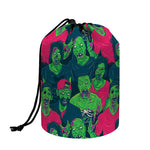 Green Walking Zombie Print Drawstring Makeup Bag