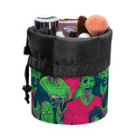 Green Walking Zombie Print Drawstring Makeup Bag