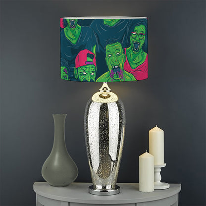Green Walking Zombie Print Drum Lamp Shade