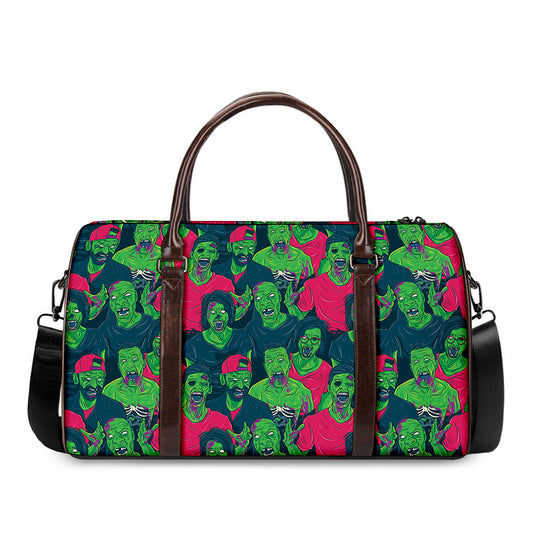 Green Walking Zombie Print Duffle Bag