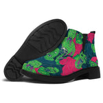 Green Walking Zombie Print Flat Ankle Boots