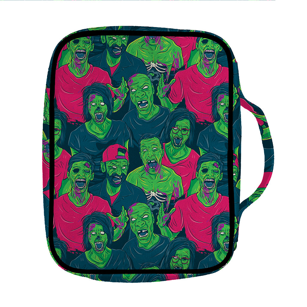 Green Walking Zombie Print Front Pocket Bible Bag