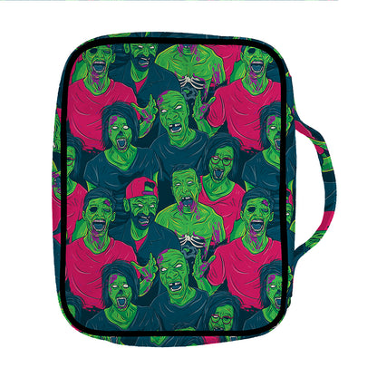 Green Walking Zombie Print Front Pocket Bible Bag