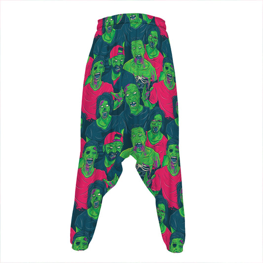 Green Walking Zombie Print Hammer Pants