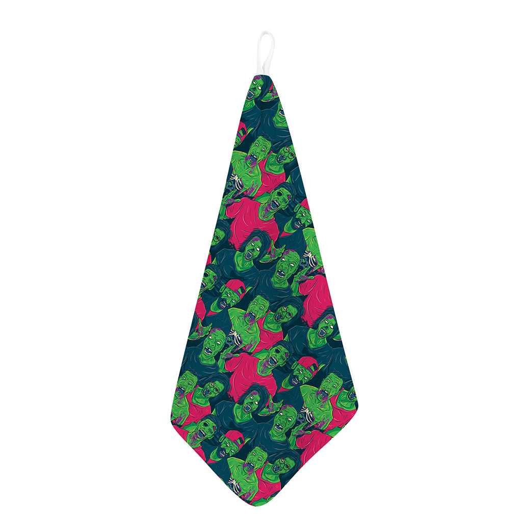 Green Walking Zombie Print Hand Towel