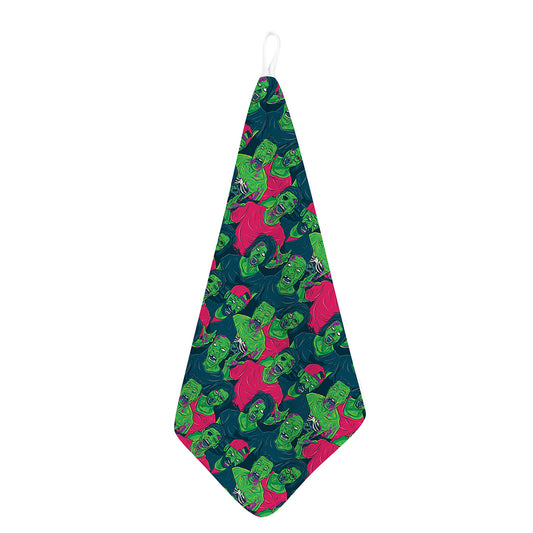 Green Walking Zombie Print Hand Towel