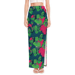 Green Walking Zombie Print High Slit Maxi Skirt
