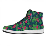 Green Walking Zombie Print High Top Leather Sneakers