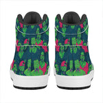 Green Walking Zombie Print High Top Leather Sneakers
