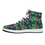 Green Walking Zombie Print High Top Leather Sneakers