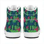 Green Walking Zombie Print High Top Leather Sneakers