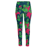 Green Walking Zombie Print High-Waisted Pocket Leggings