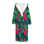 Green Walking Zombie Print Hooded Bathrobe