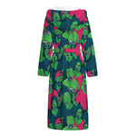 Green Walking Zombie Print Hooded Bathrobe
