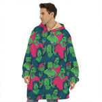 Green Walking Zombie Print Hoodie Blanket