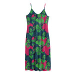 Green Walking Zombie Print Jersey Midi Cami Dress
