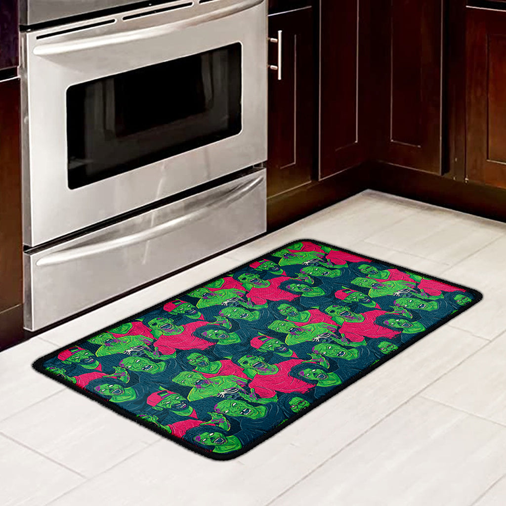 Green Walking Zombie Print Kitchen Mat