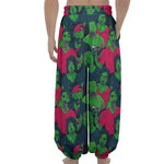 Green Walking Zombie Print Lantern Pants
