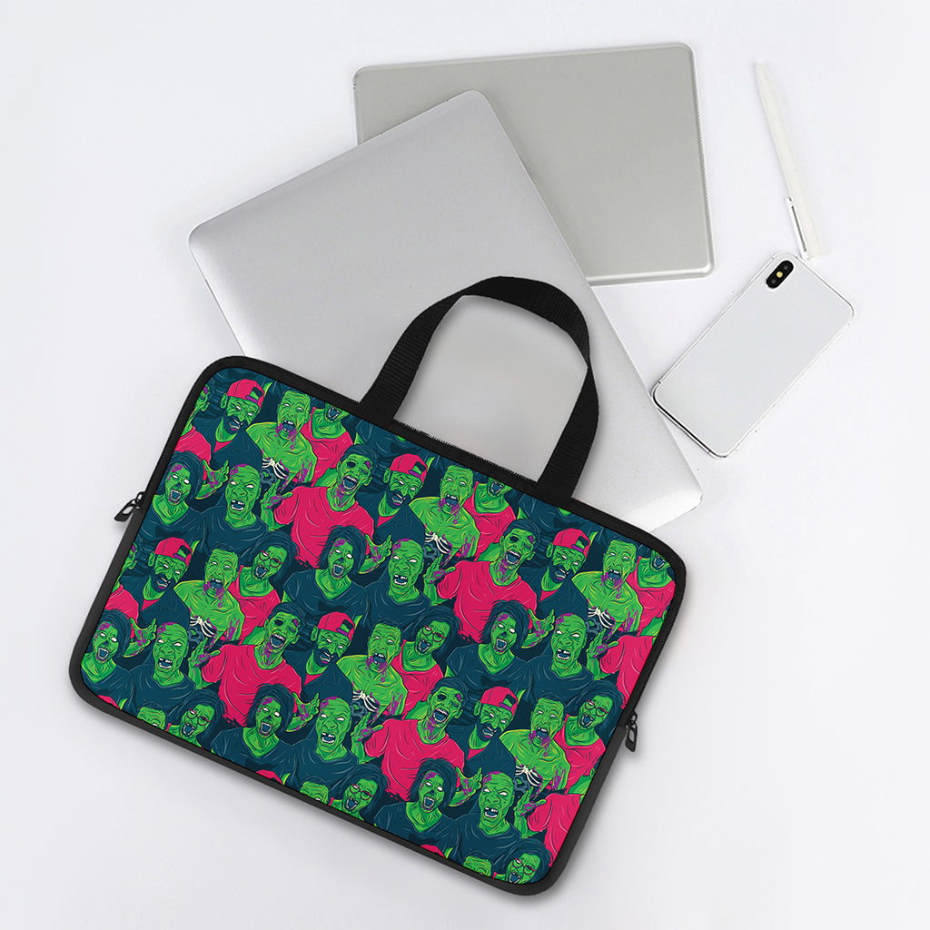 Green Walking Zombie Print Laptop Sleeve With Handle