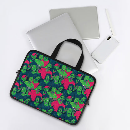 Green Walking Zombie Print Laptop Sleeve With Handle