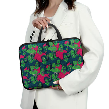 Green Walking Zombie Print Laptop Sleeve With Handle