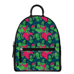 Green Walking Zombie Print Leather Backpack