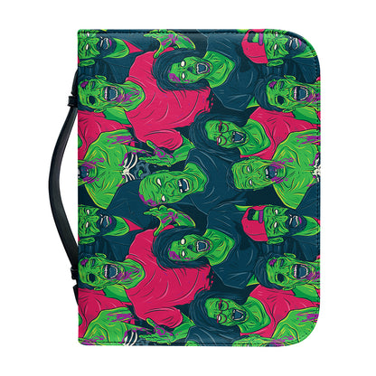 Green Walking Zombie Print Leather Bible Cover