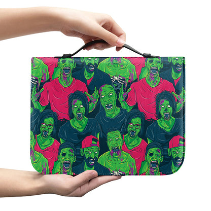 Green Walking Zombie Print Leather Bible Cover