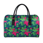 Green Walking Zombie Print Leather Duffle Bag