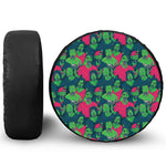 Green Walking Zombie Print Leather Spare Tire Cover