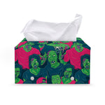 Green Walking Zombie Print Leather Tissue Box Cover