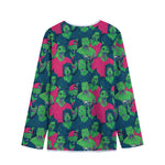 Green Walking Zombie Print Long Sleeve Short Coat