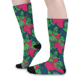 Green Walking Zombie Print Long Socks