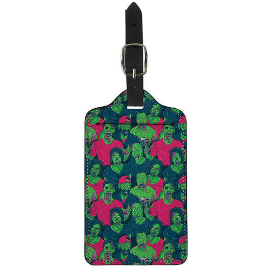 Green Walking Zombie Print Luggage Tag