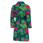 Green Walking Zombie Print Men's Bathrobe