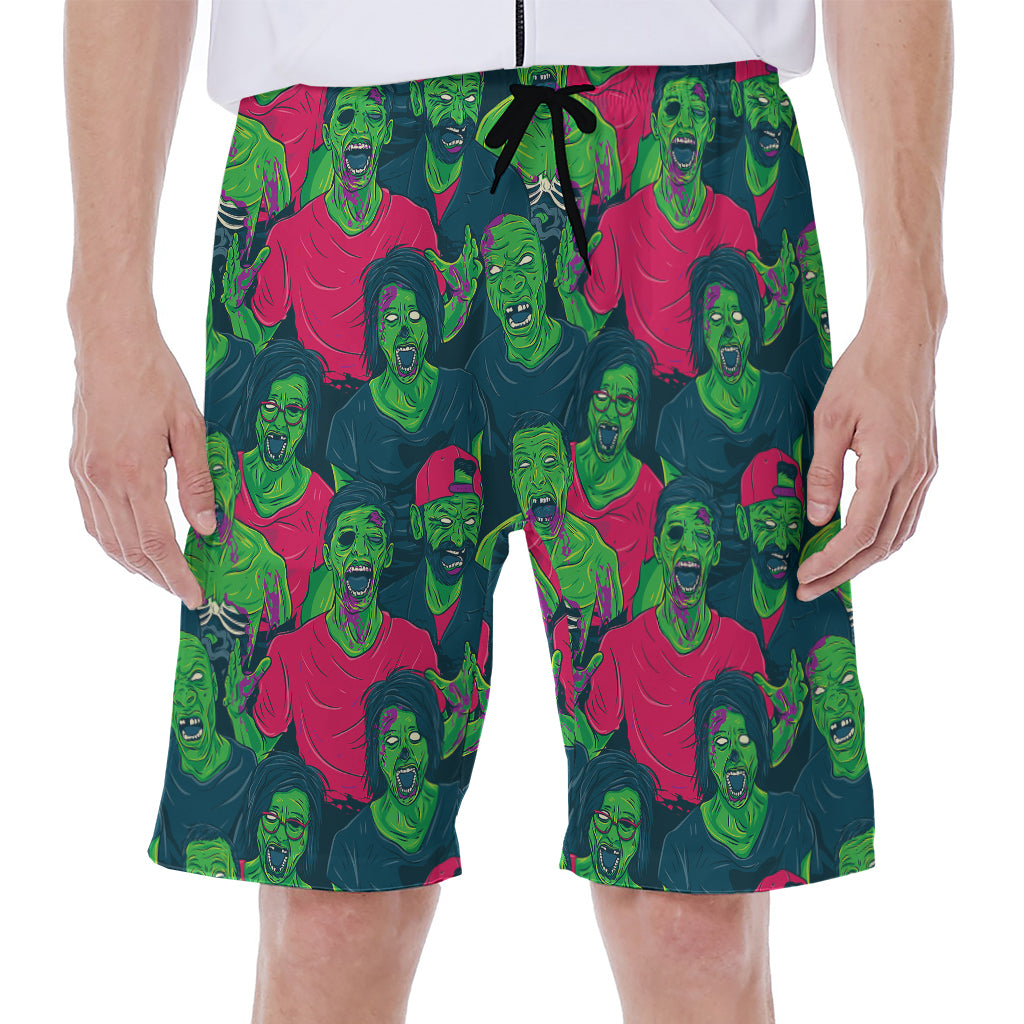 Green Walking Zombie Print Men's Beach Shorts