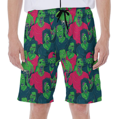 Green Walking Zombie Print Men's Beach Shorts