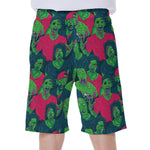 Green Walking Zombie Print Men's Beach Shorts