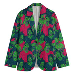 Green Walking Zombie Print Men's Blazer
