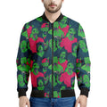 Green Walking Zombie Print Men's Bomber Jacket